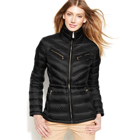 michael michael kors lightweight quilted jacket black|michael kors winter puffer jacket.